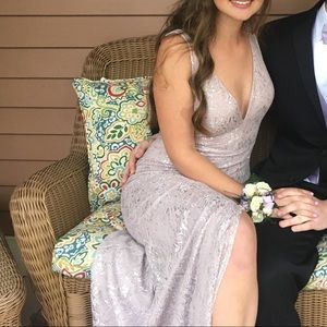 Purple lace prom dress
